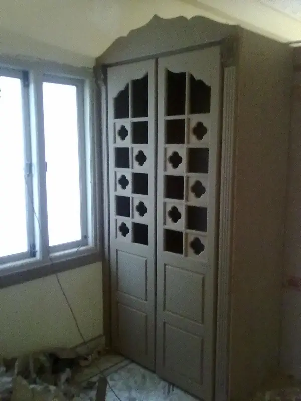 Fully closer box type open floor pooja room design at Pragati nagar, Kukatpally Hyderabad